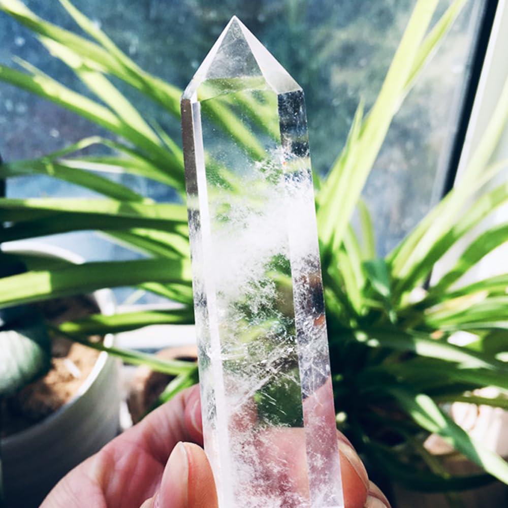 Natural Stone and Crystals Point Wand Reiki Healing Stone Rose Quartz Amethyst Home Decor Mineral Stones Crafts (5.9inch Wand White Smelting Stone)