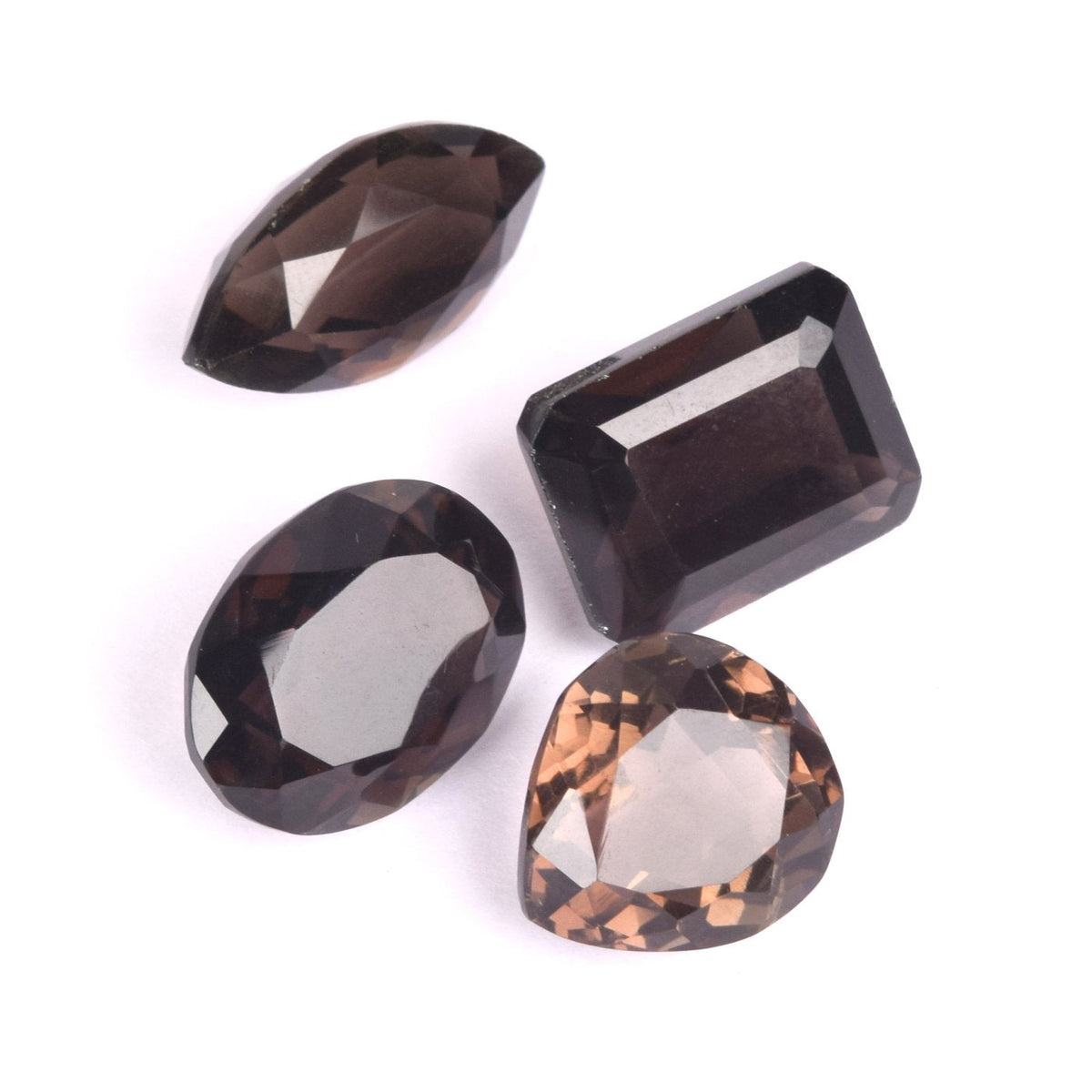 GEMHUB Faceted Brazilian Smoky Topaz 200 Ct Pendant Size Mix Cut Set of 4 Pcs Loose Gemstones Beads