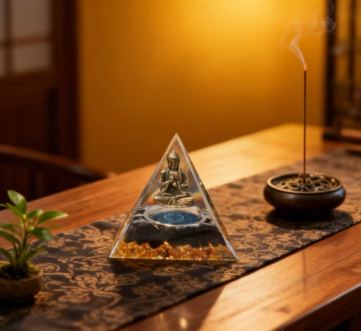 ycyingcheng Moonstone Crystal Orgone Pyramid Ogan Crystal Energy Tower, Nature Reiki Chakra Crushed Stone Jewelry, Crystal Pyramid for Home Decor (Crystal Pyramid-22)