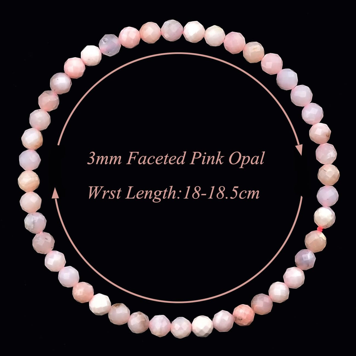 MASSIVE BEADS Natural Genuine Gemstone Beads Healing Crystal Chakra Reiki Jewelry Faceted Round Beads Bracelets (Pink Opal, 3mm)