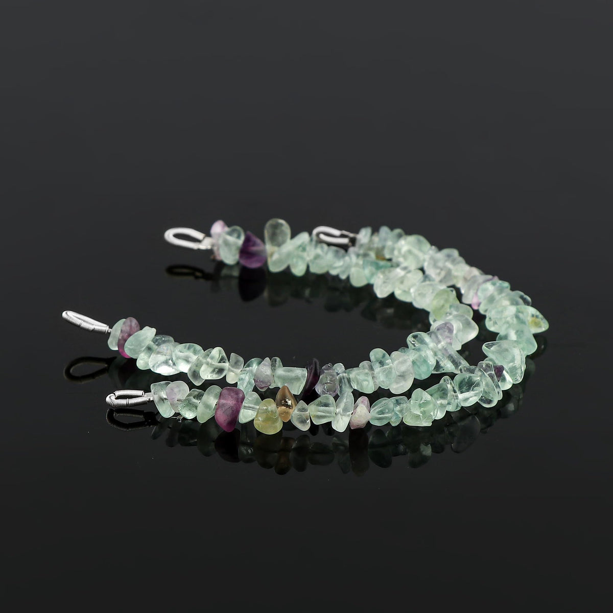 CRYSTALIS 2pcs Natural Fluorite Gemstone Connector with Loops, Uncut Chips Nuggets Beads, Healing Crystals, Jewelry Making Supply, Keychains, Hanging Accessories, DIY Ideas, Strands, Crafts, 4" inch