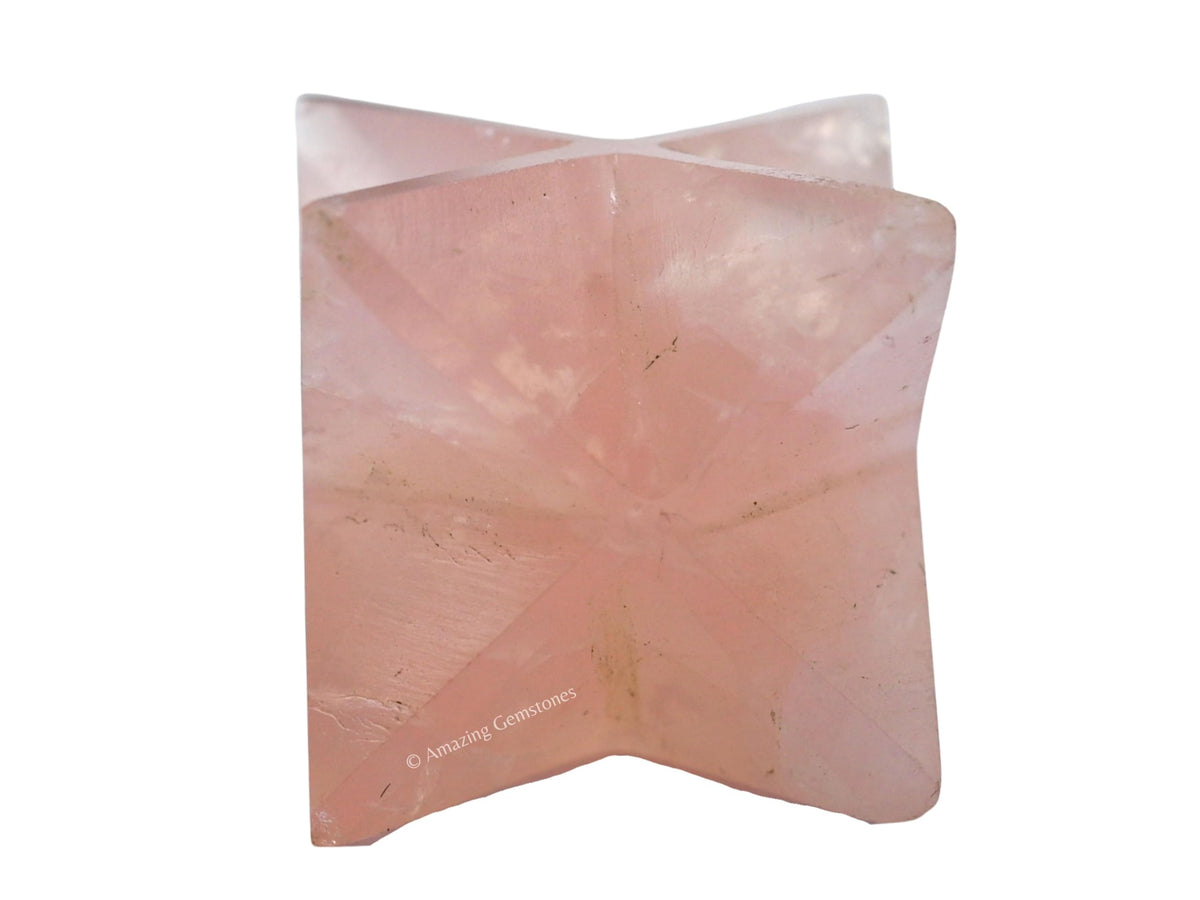 Amazing Gemstone Rose Quartz Merkaba Crystal - 1.5 Inches Metaphysical Merkaba Star for Meditation - Energetic Tetrahedron Crystal and Healing Stones for Spiritual Growth and Healing (35-40mm)