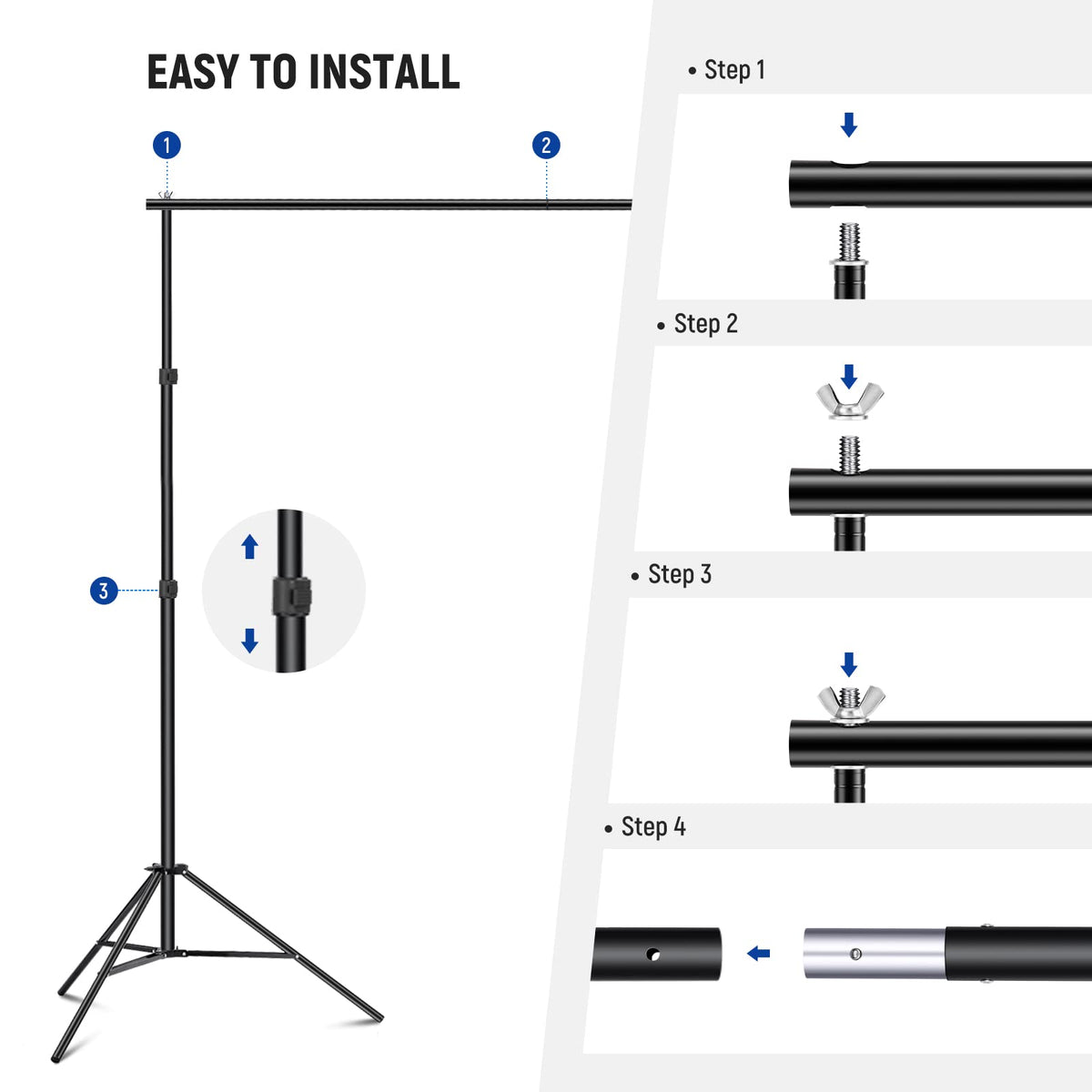 NEEWER Photo Studio Backdrop Support System + AP100C 105W RGB LED Panel Video Light with Barn Doors Dual Cooling Fans, Background Stand with 4 Crossbars, 6 Clamps, 2 Sandbags, Bag, Max Load 8.8lb/4kg