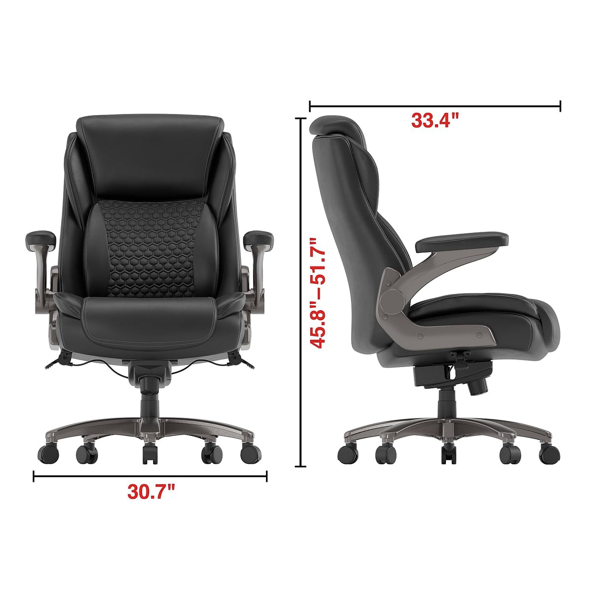 Staples Randolph Ergonomic Bonded Leather Executive Big & Tall Chair, 400 lb. Capacity, Black