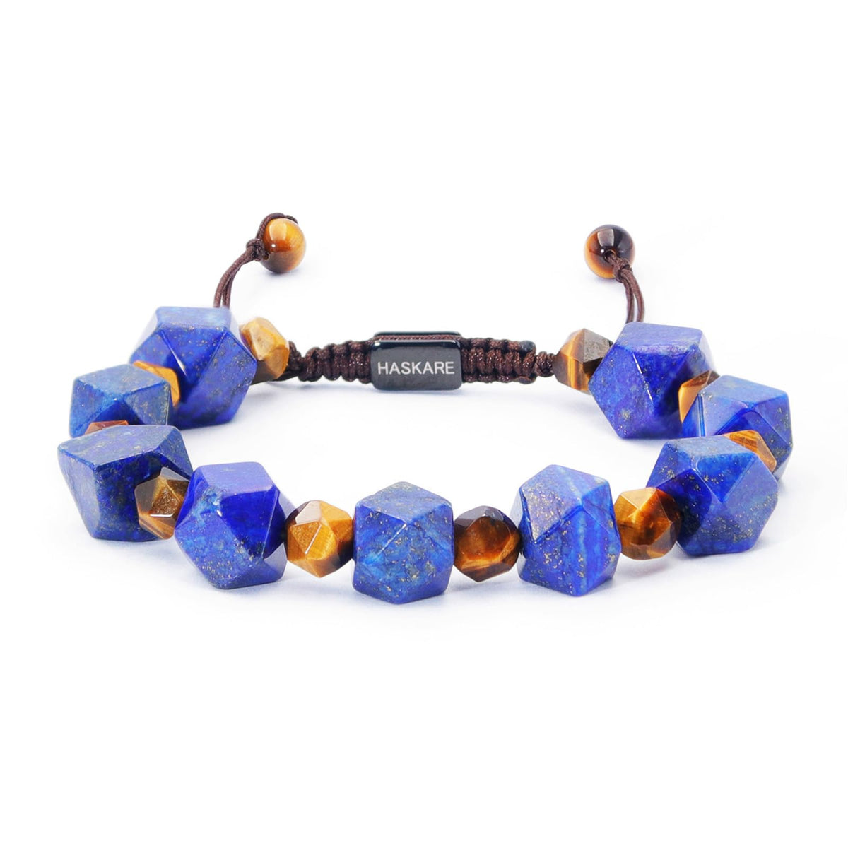 HASKARE Unique Gift Crystal Beads Bracelet for Men, Natural Crystal Lapis Lazuli Tiger Eye Bracelet Premium Handmade, Masculine Drawstring Men Beads Jewelry Energy Protection Stone Stuffers for Him