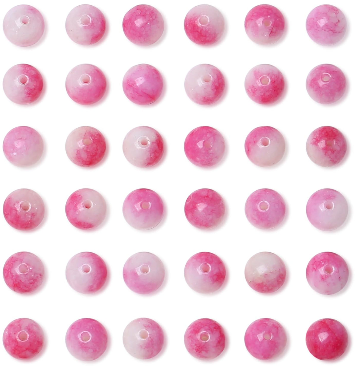 QINJIEJIE 100pcs Pink Tourmaline Jade Natural Stone Beads 8mm Round Loose Gemstone for Bracelet Necklace Earrings Jewelry Making - Polished Pink Crystal DIY
