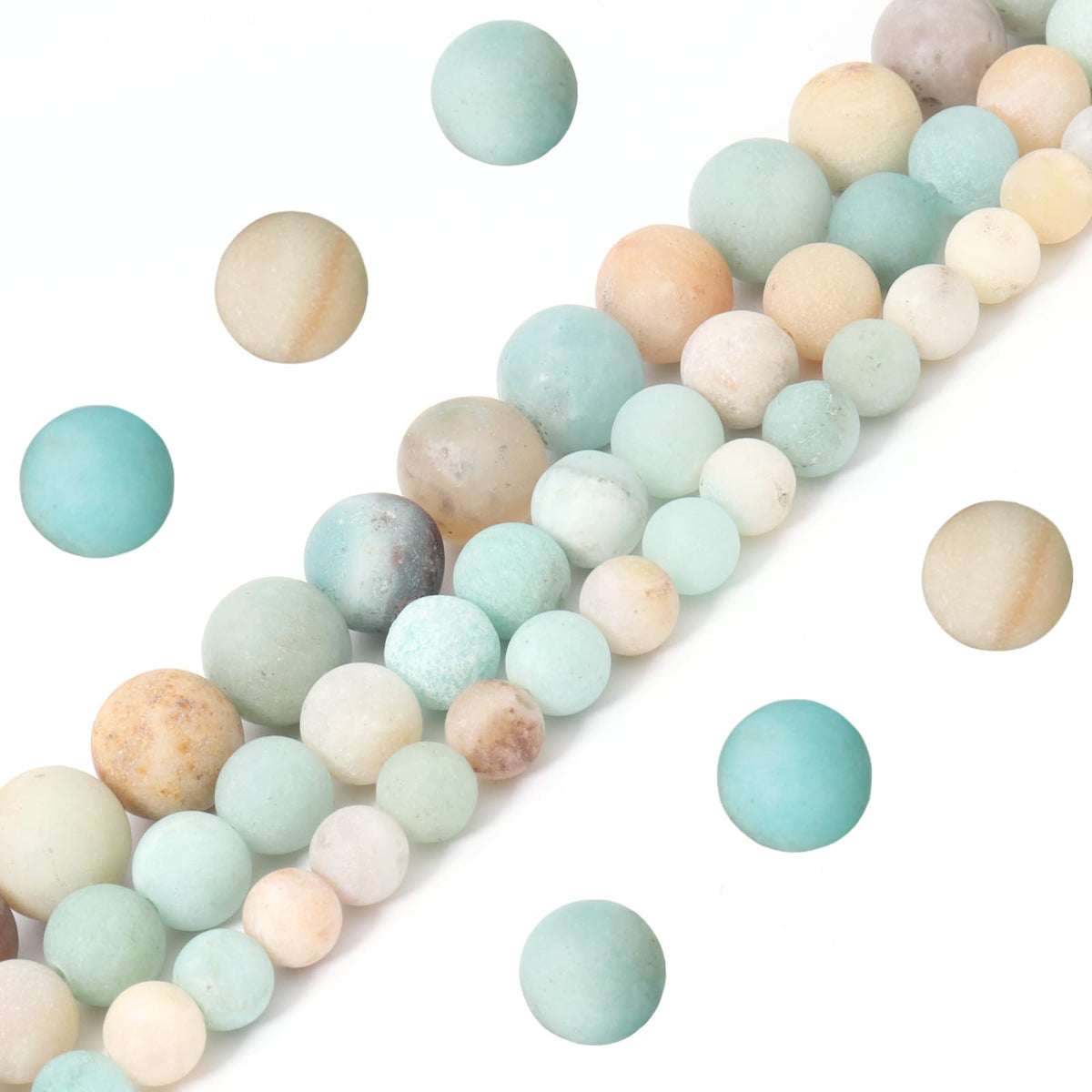 Siomia 45pcs 8mm Natural Matte Amazonite Beads Energy Healing Crystal Round Loose Stone Beads for Jewelry Making, DIY Bracelets Necklaces