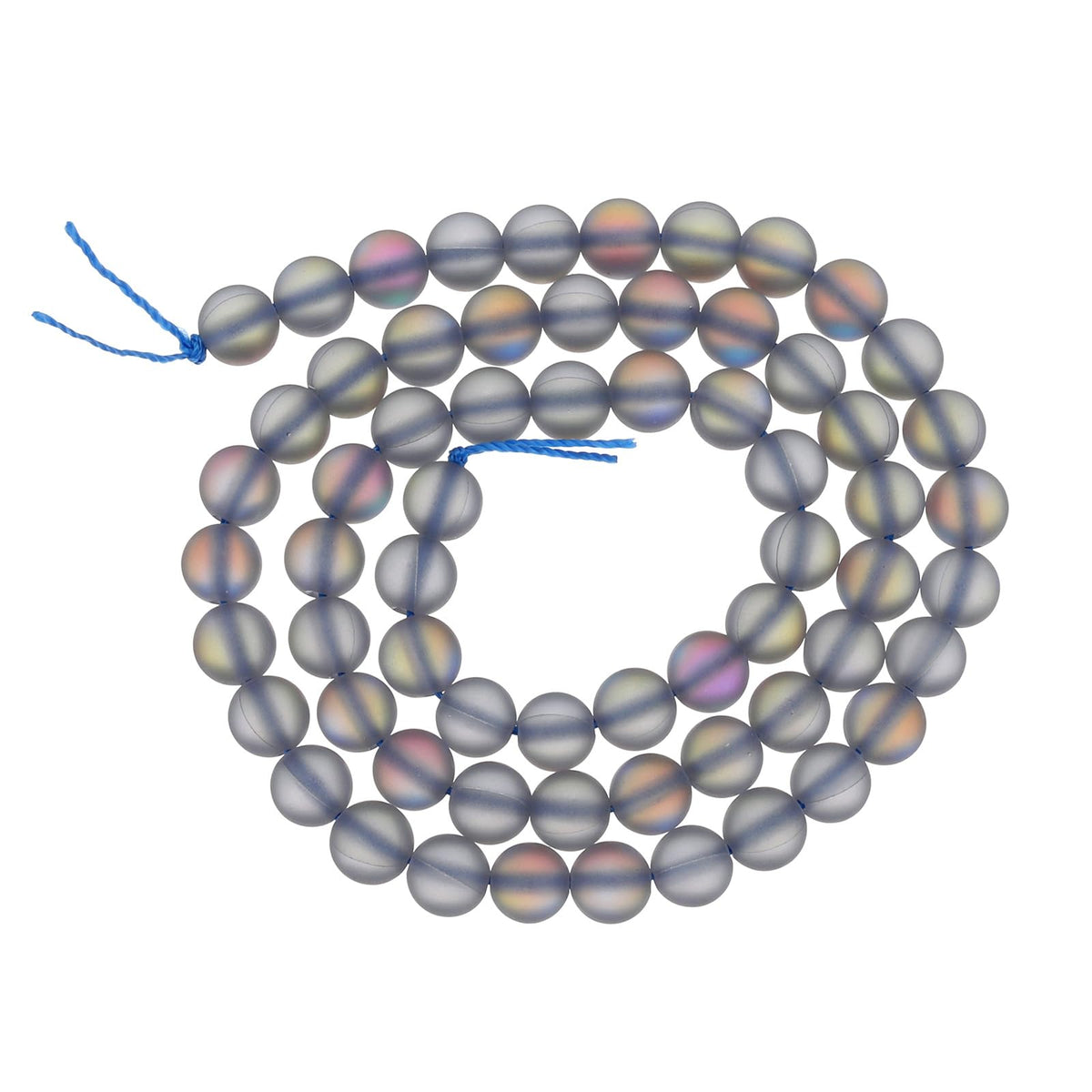 uxcell Matte Crystal Glass Beads 6mm Synthetic Frosted Shining Semi-Precious Round Loose Beads Synthetic Moonstone for Jewelry Making DIY Bracelet, Gray Blue