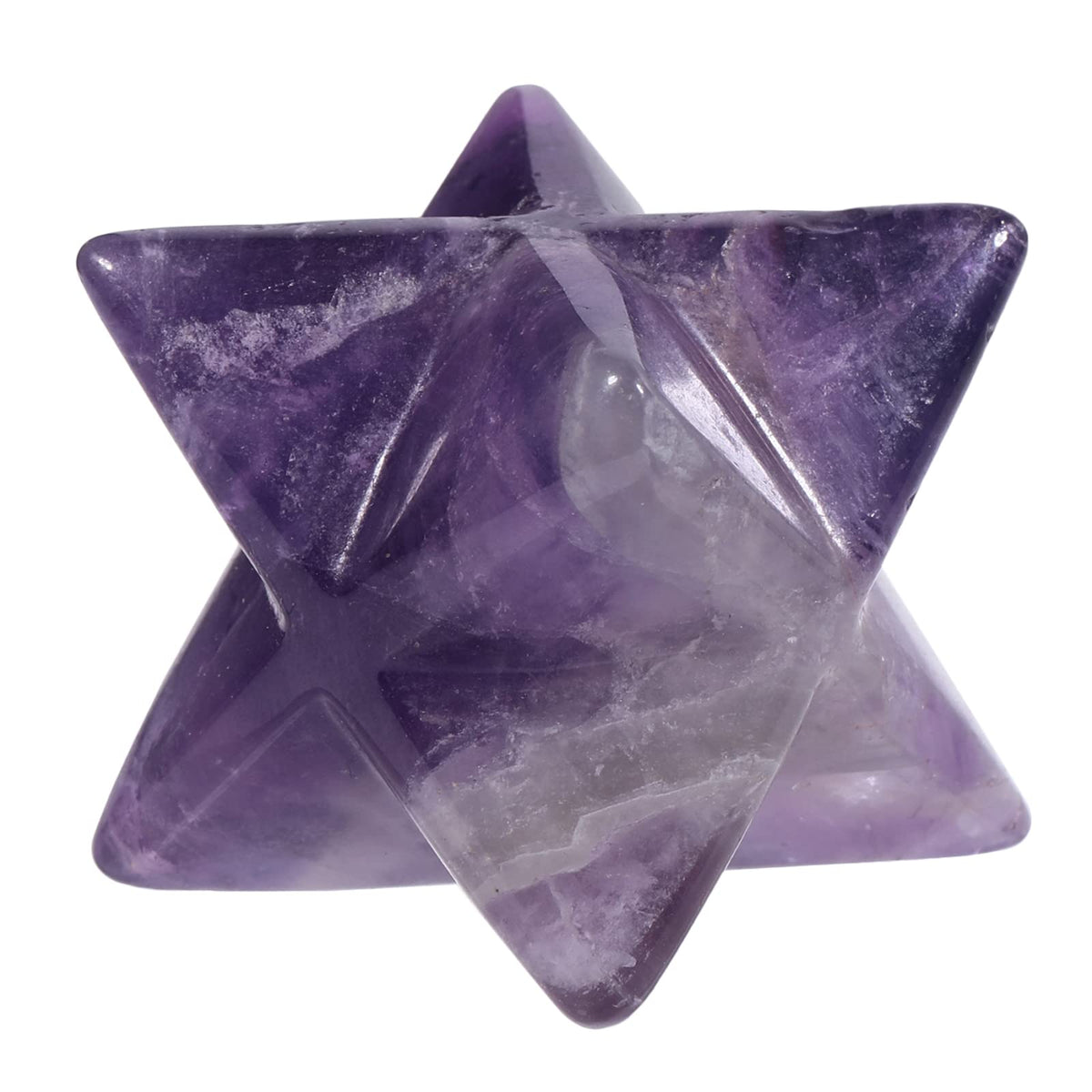 Loveliome Merkaba Star Crystal 1 Inch - Natural Gemstone Sacred Geometry, Hand Carved Six-Pointed Star Spiritual Gift for Meditation,Natural Amethyst