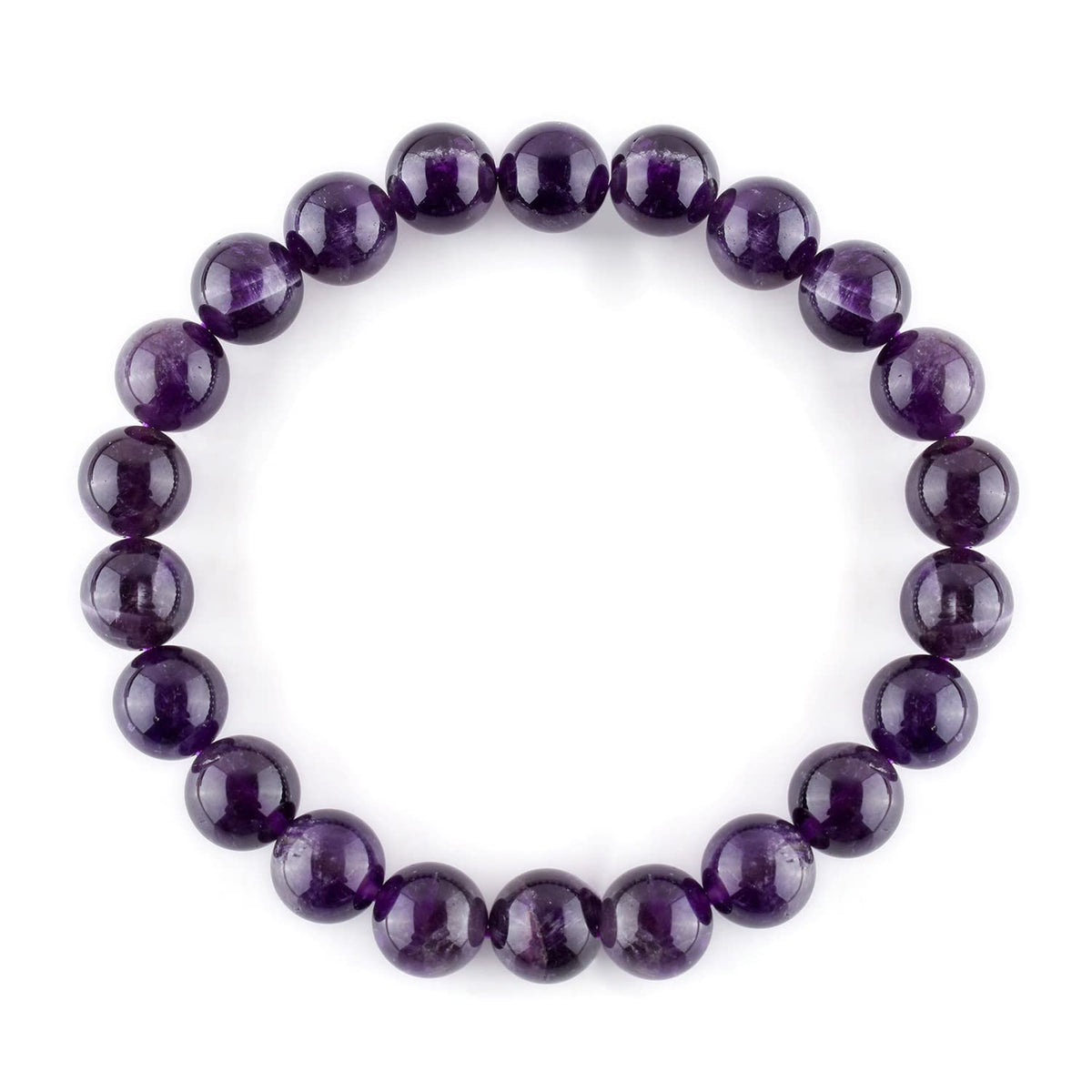 Purification Bracelet Handmade Natural Amethyst Gemstone Bracelet - Chakra Healing Crystals Stretchable Unisex Bracelet - February Birthstone - Genuine Stone Beaded Round Beads 10mm - Yoga - Bracelet