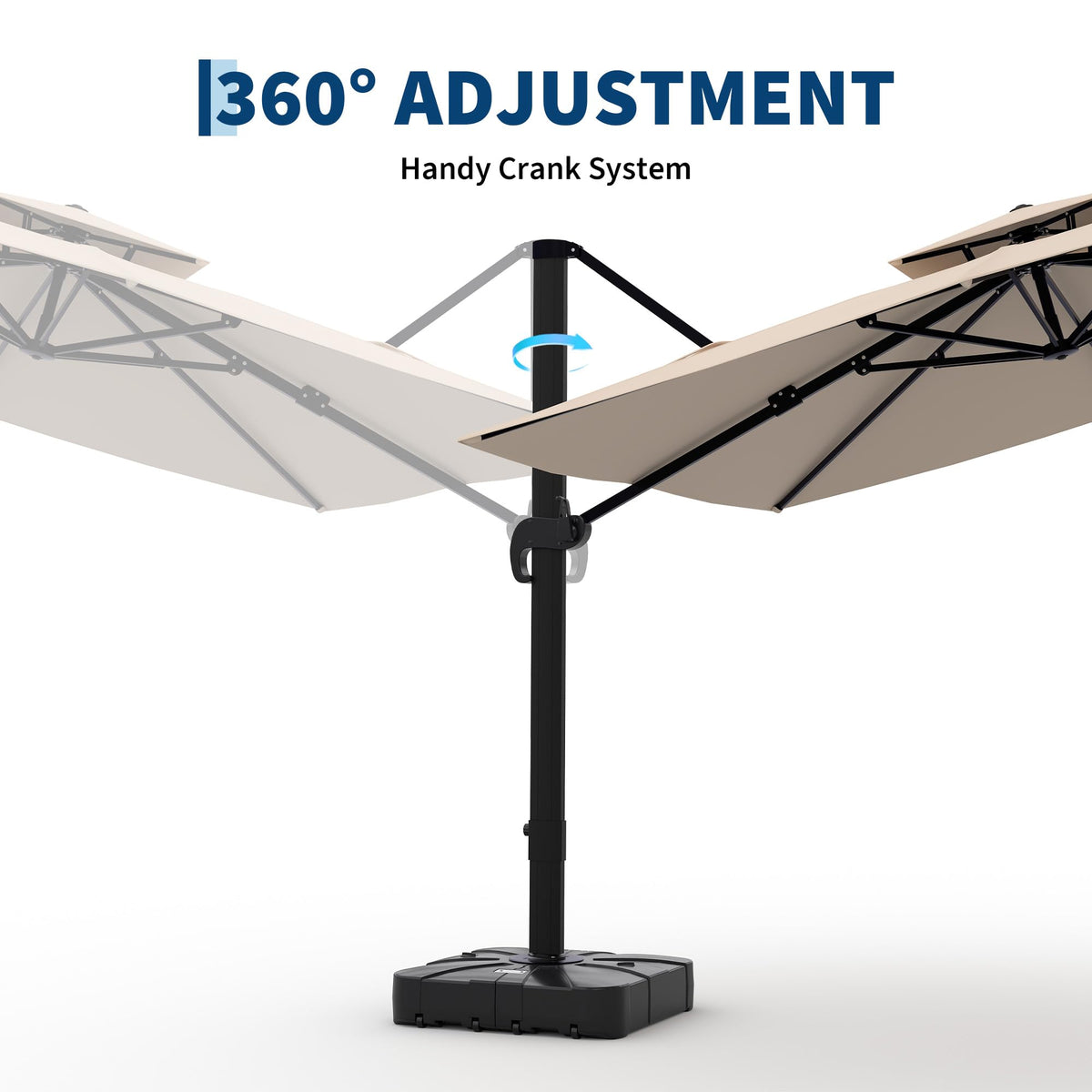 10x10 FT Square Outdoor Umbrella with Base, Cantilever Patio Umbrella with 360° Rotation & Adjustable Height, Heavy Duty Aluminum Umbrella Outdoor Patio for Garden Poolside,Khaki