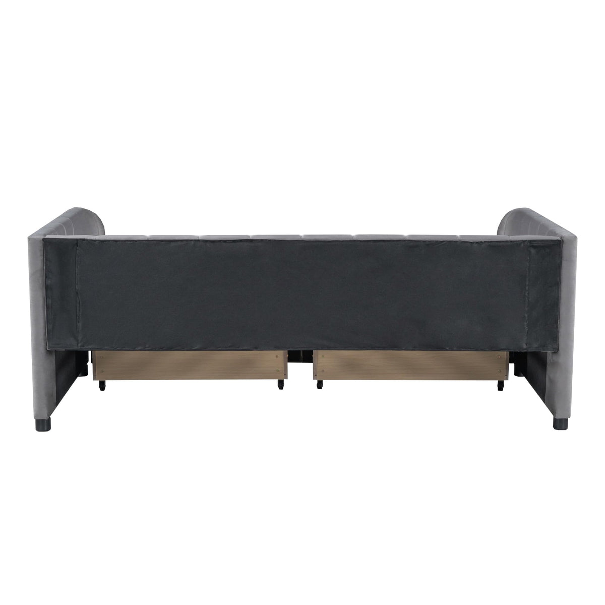 Bellemave Twin Size Daybed with 2 Storage Drawers & Upholstered Ergonomic Design Backrest,Velvet Day Bed Wood Slats, Modern Space Saving Sofabed for Bedroom,Living Room, Easy Assembly (Gary)
