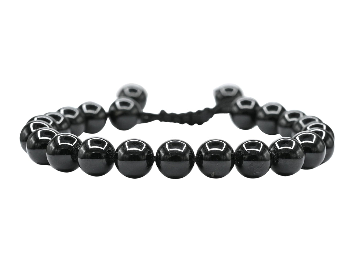 Amazing Gemstone Black Tourmaline Bracelet - Protection Healing Crystal Bracelet - 8mm Gemstone Beaded Adjustable Bracelet Pulseras Para Hombres Mujer Stocking Stuffers (Black Tourmaline Onyx)