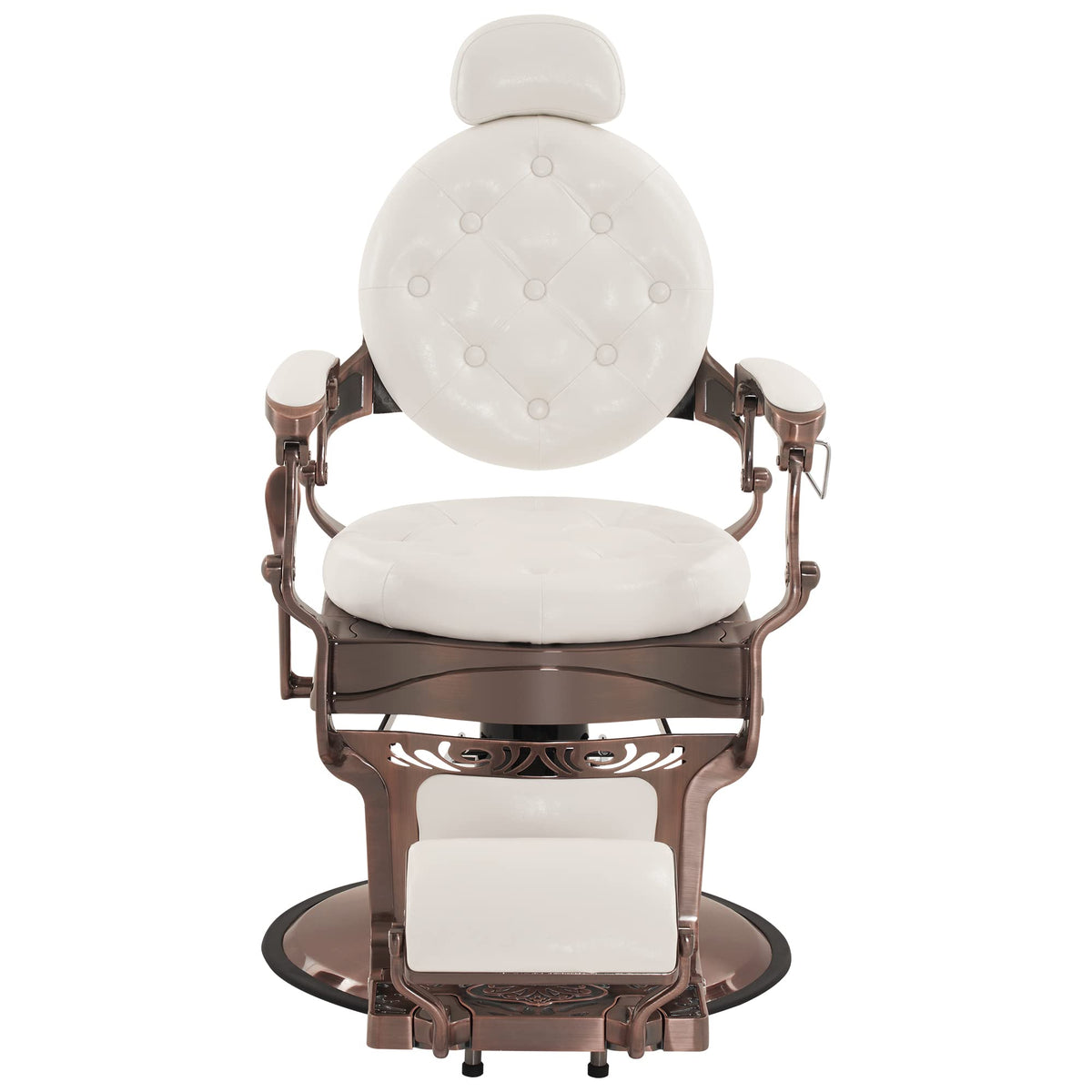 BarberPub Heavy Duty Metal Vintage Barber Chair All Purpose Hydraulic Recline Salon Beauty Spa Chair Styling Equipment 8914 (White with Reddish Bronze Frame)