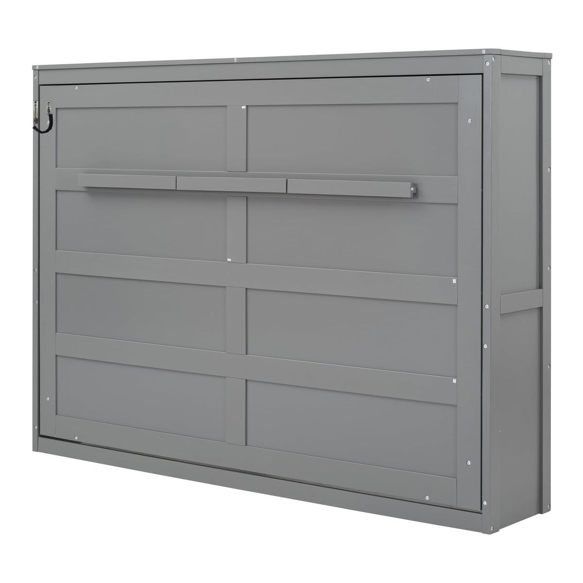 Merax Modern Farmhouse Solid Wood Murphy Cabinet Bed, Queen Foldable Wall Bed Frame, No Box Spring Needed/Space Saving, Gray