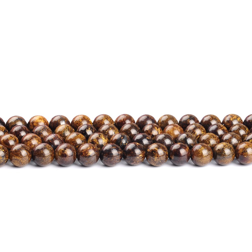 10mm Natural Bronzite Gemstone Round Loose Beads Crystal Stone Bracelet Necklace Accessories Crafts for Jewelry Making DIY,1 Strand 15"