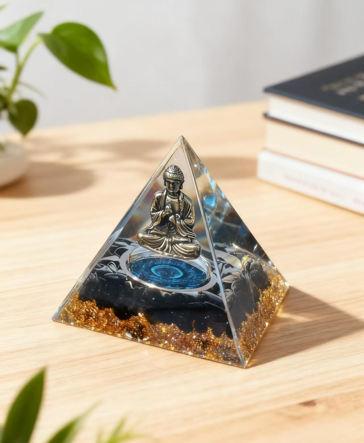 ycyingcheng Moonstone Crystal Orgone Pyramid Ogan Crystal Energy Tower, Nature Reiki Chakra Crushed Stone Jewelry, Crystal Pyramid for Home Decor (Crystal Pyramid-22)