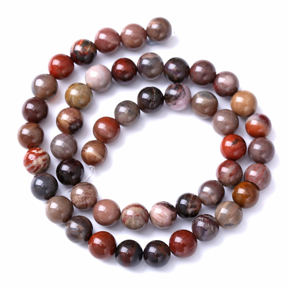 8MM 45PCS Natural Stone Petrified Wood Jasper Loose Beads for Jewelry Making DIY Bracelet