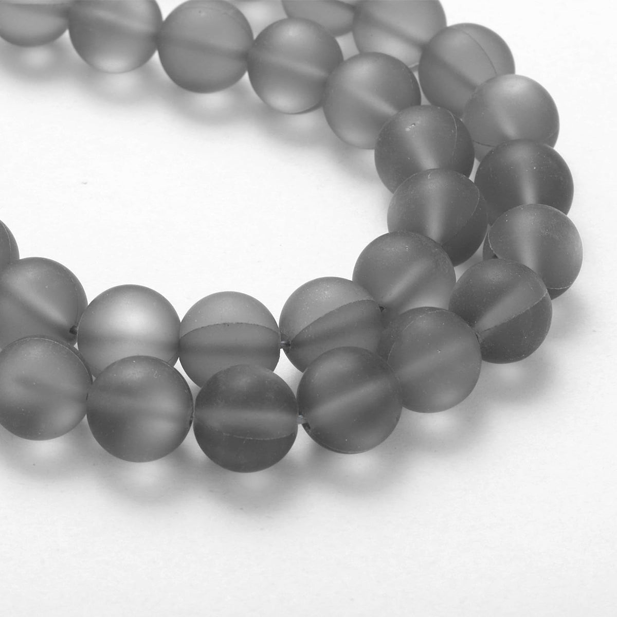 uxcell Matte Crystal Glass Beads 6mm Synthetic Frosted Shining Semi-Precious Round Loose Beads Synthetic Moonstone for Jewelry Making DIY Bracelet, Gray Silver