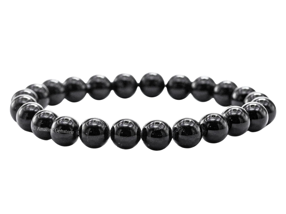 Amazing Gemstone Black Tourmaline Bracelet for Women Men's Gifts - Protection Healing Crystal Bracelet - 8mm Beaded Stretchable Bracelet Pulseras Para Hombres Mujer Stocking Stuffers (Regular)