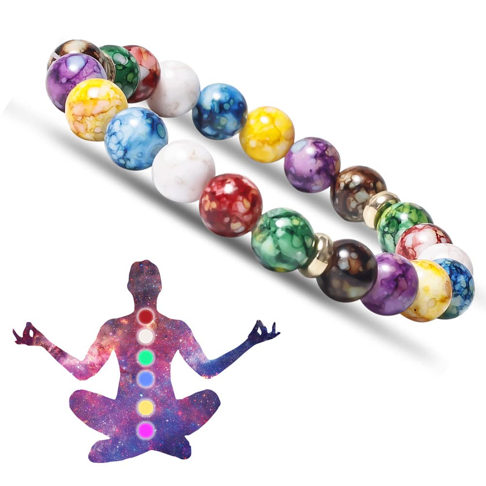 7 Chakra Reiki Healing Stone Bracelet Yoga Balance Energy Beads Volcanic Lose Weight Jewelry Bangle for Women Men