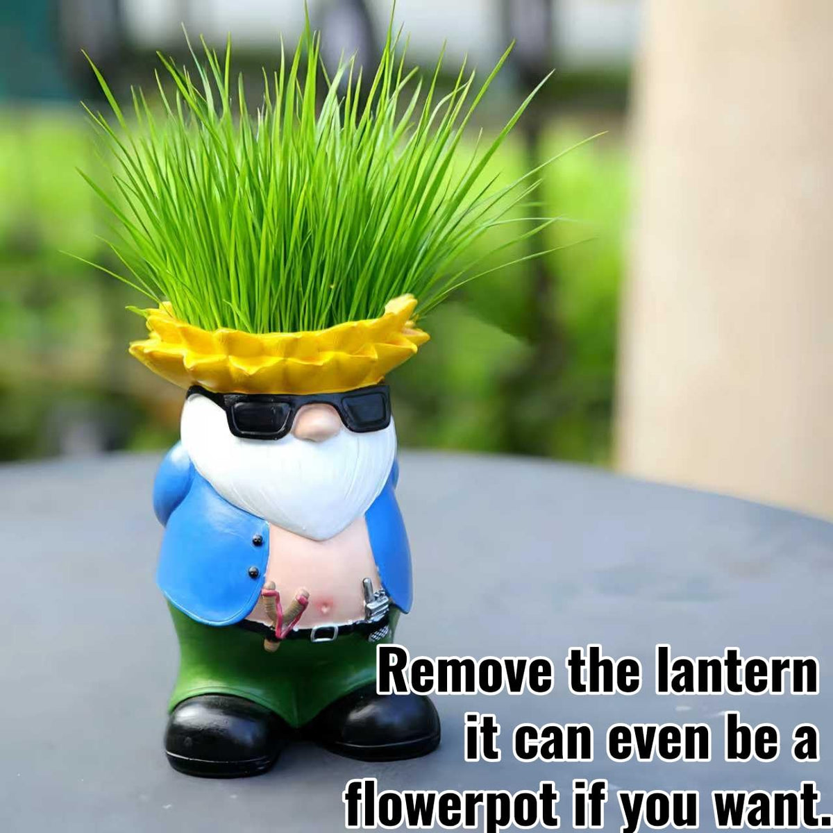 LEGIFO Garden Gnome Statue with Solar Lantern Lights Guardian Sculptures Outdoor Decorations Patio Lawn Yard Garden Decor Large Figurine Gifts for Women Mom