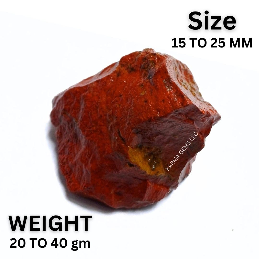 Karma Gems 5 Pcs Rough Red Jasper Natural Crystals - Raw Crystal Rocks for Tumbling - Cool Agate Stone Perfect Collections for Kids - Enhance Personal Luck - Help to Meditation and Concentrate