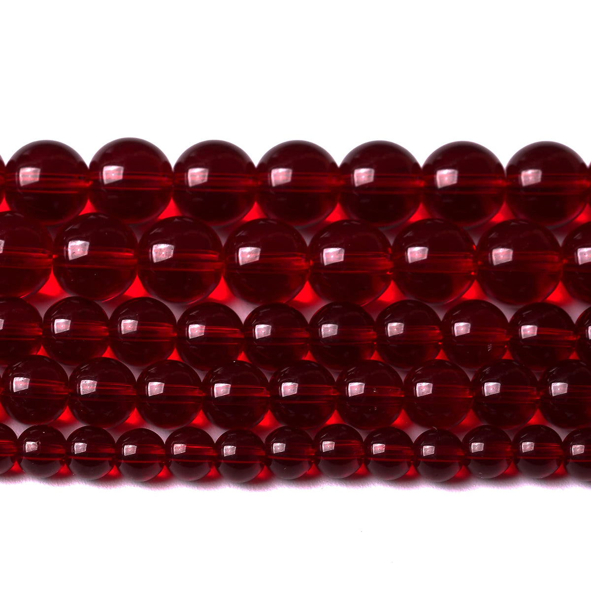 Smooth Garnet Red Glass Crystal Round Loose BeadsFor Jewelry Making DIY Bracelet Necklace Accessories 6mm 68pcs 15" Strand(Garnet Red Glass, 6mm)