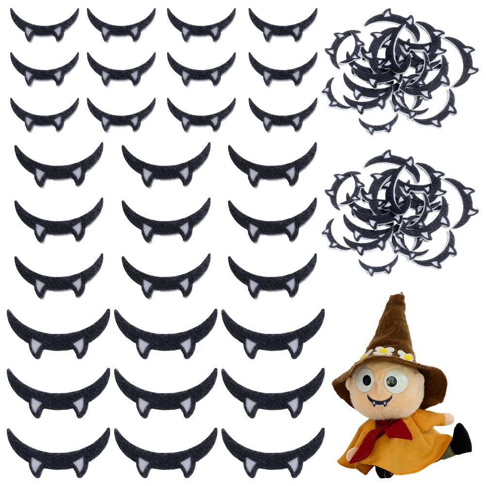 PH PandaHall 150pcs Felt Mouth Teeth, 3 Sizes Evil Tooth Patches Decorative Animal Mouth Safety Felt Craft Mouths for Crochet Plush Animals Making Amigurumi Puppet Sewing Supplies Halloween