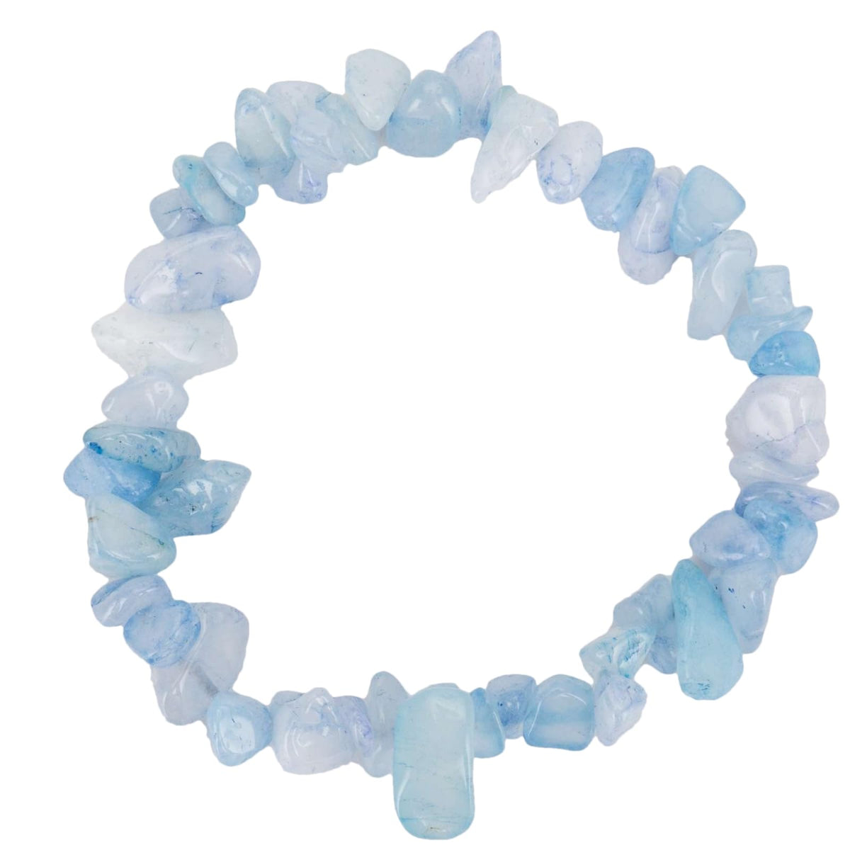 Herxion Aquamarine Bracelet for Women & Men- Natural Raw Protection Bracelet, Blue Irregular Chips Stretch Healing Crystals Bracelets Jewelry for Calming, Enhancing Communication & Promoting Courage