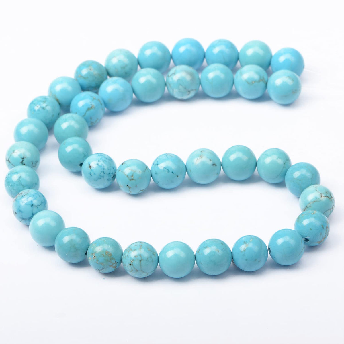 AD Beads Natural Gemstone Round Loose Beads 15" for Bracelet Necklace Earrings Jwelery Making Crafts DIY (10mm, Blue Turquoise)