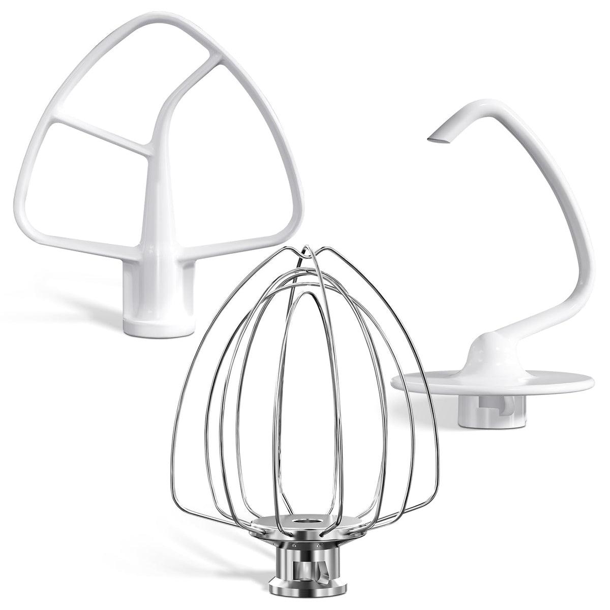 LETOMS Stand Mixers Accessories 3-Piece Including K45WW Wire Whip & K45DH Dough Hook & K45B Flat Beater fit for Kitchenaid 4.5-5QT Tilt-Head Stand Mixers
