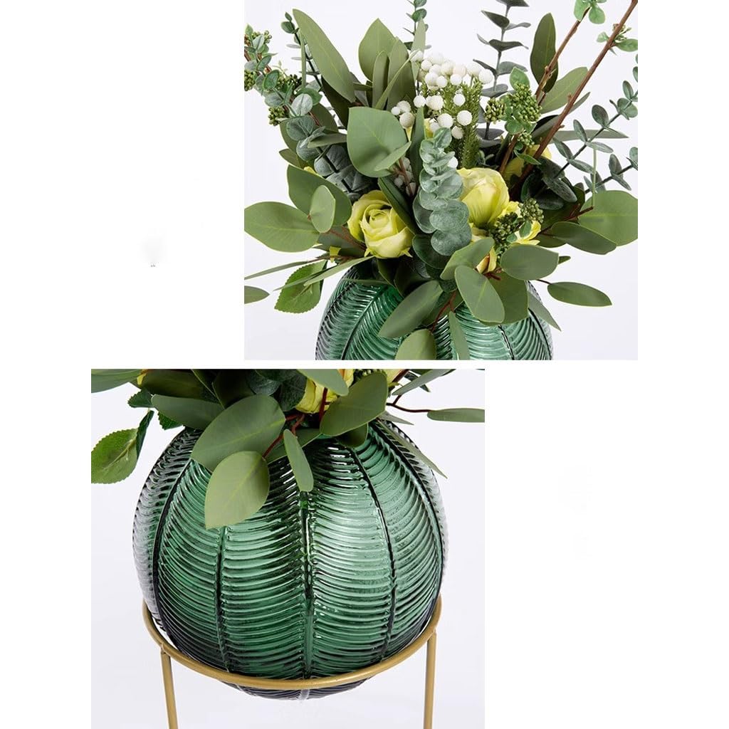 YOUQUEEN Artifical Tree Nordic Light Luxury Simulation Flower Art Decoration Living Room Table Negotiating Table Glass Bottle Fake Flower Decoration Artificial Tree Indoor(B)