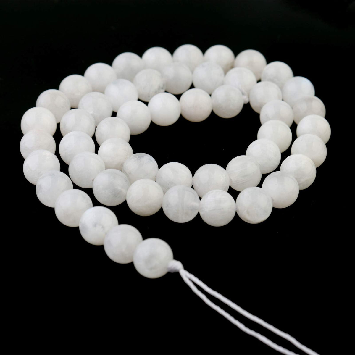 Filluck Natural Stone Beads 8mm White Moonstone Polished Round Smooth Gemstone Beads for Jewelry Making 15 Inch(White Moonstone,8mm)