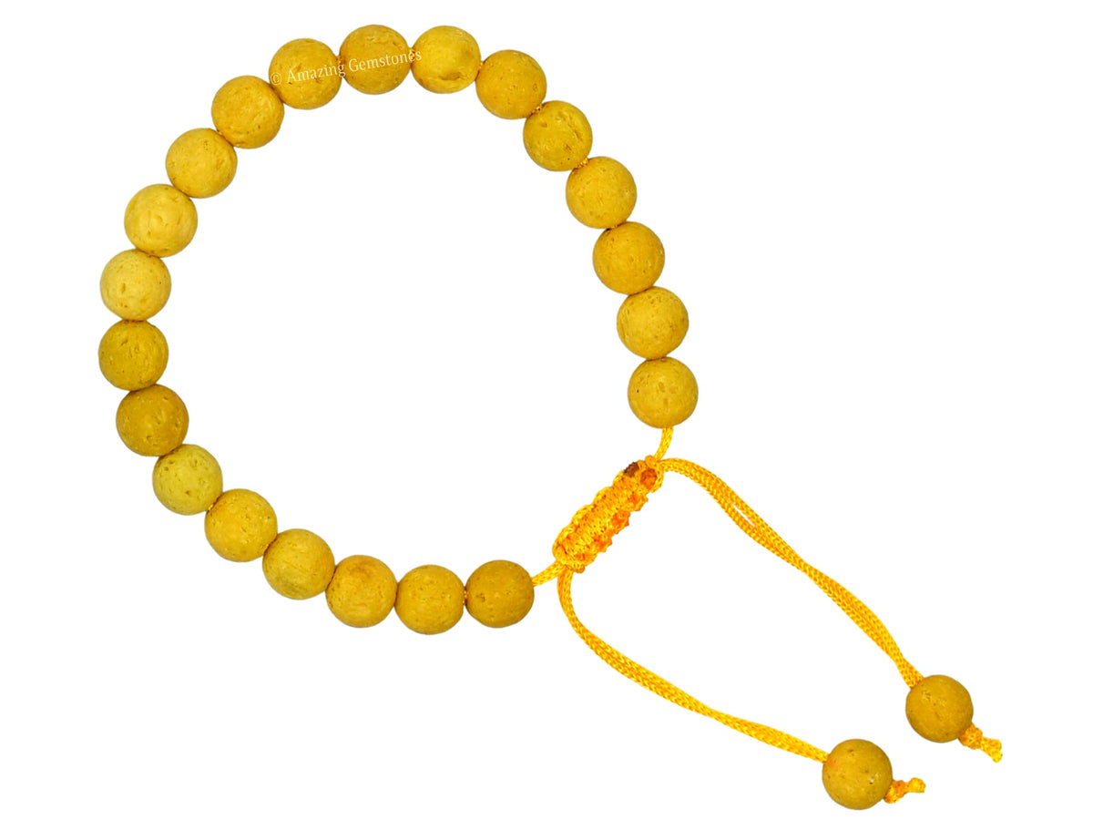 Amazing Gemstone Yellow Lava Bracelet, Gifts For Men & Women - Protection Healing Crystal Bracelet - 8mm Gemstone Beaded Adjustable Bracelet, Pulseras Para Hombres Mujer Stocking Stuffers