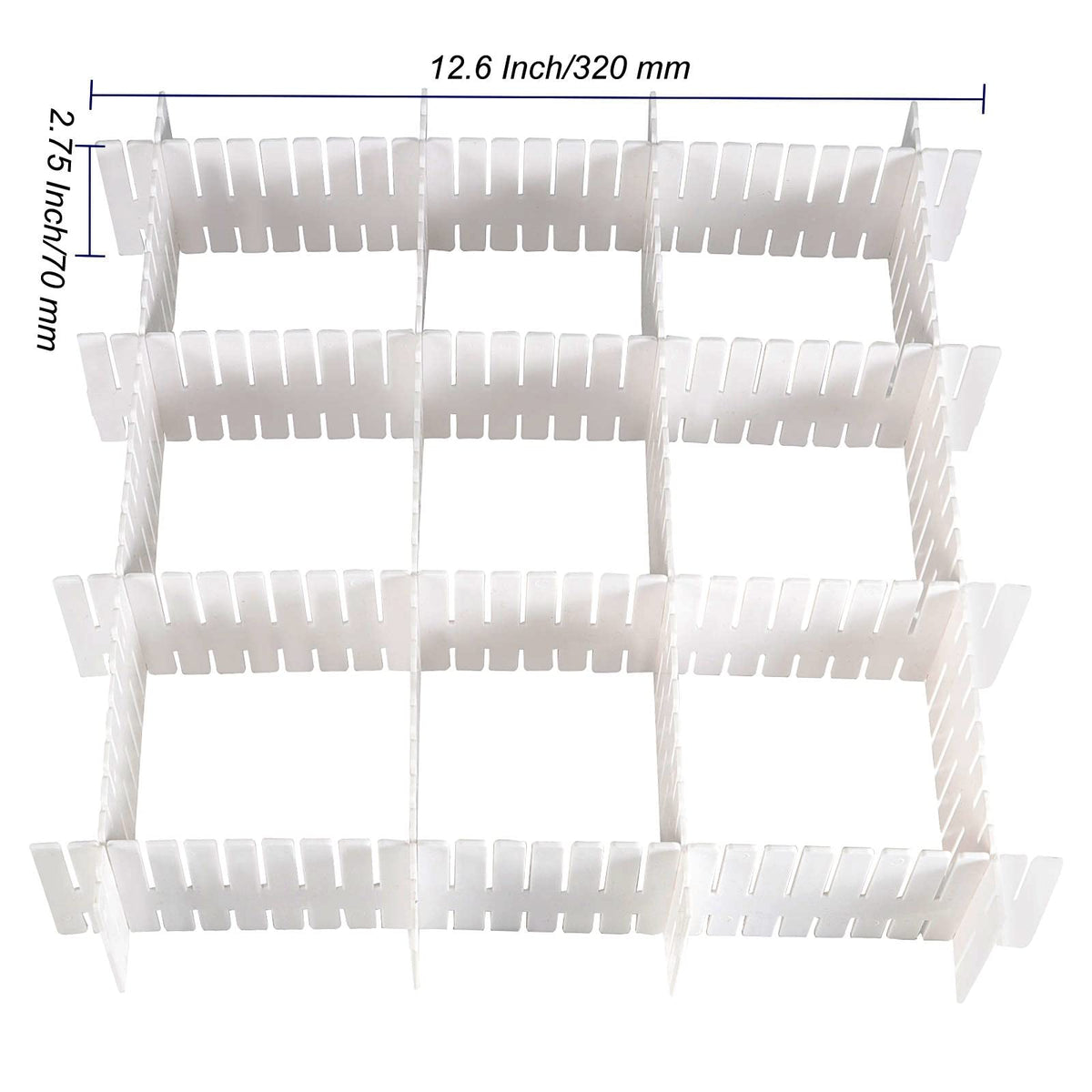 MUKCHAP 72-Piece DIY Grid Drawer Organizer - 12.6 Inch Adjustable Drawer Dividers for Sock, Underwear, Scarf - 36 White, 36 Pink