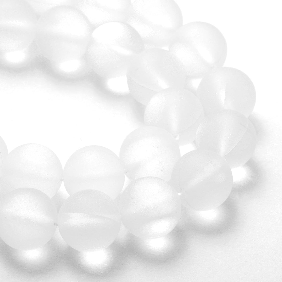 uxcell Matte Crystal Glass Beads 6mm Synthetic Frosted Shining Semi-Precious Round Loose Beads Synthetic Moonstone for Jewelry Making DIY Bracelet, White Silver