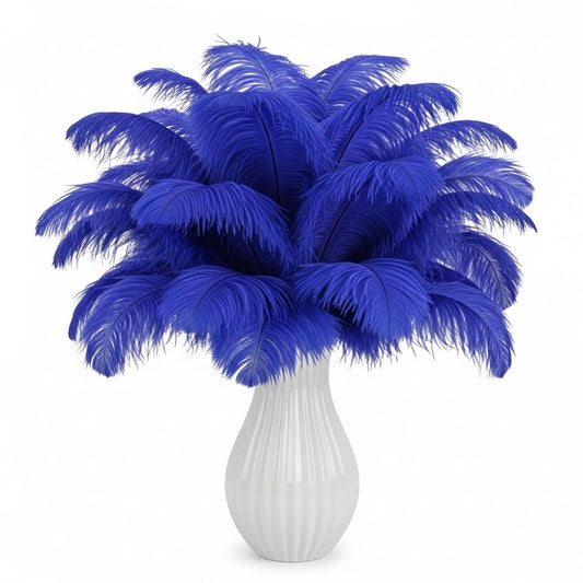 Lamar 20Pcs 12-14'' Blue Ostrich Feathers for Decoration, Wedding Centerpieces, Crafts, Festival, Party, Carnival, Floral Arrangement, Bohemian Home Decor (Royal Blue)