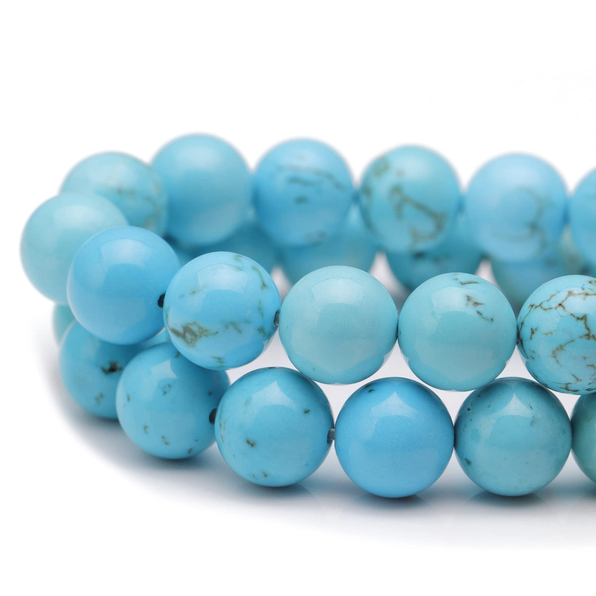 Youngbling Natural Gemstone Beads for Jewelry Making,8mm Blue Turquoise Polished Round Smooth Stone Beads for Bracelet Necklace 15 Inch