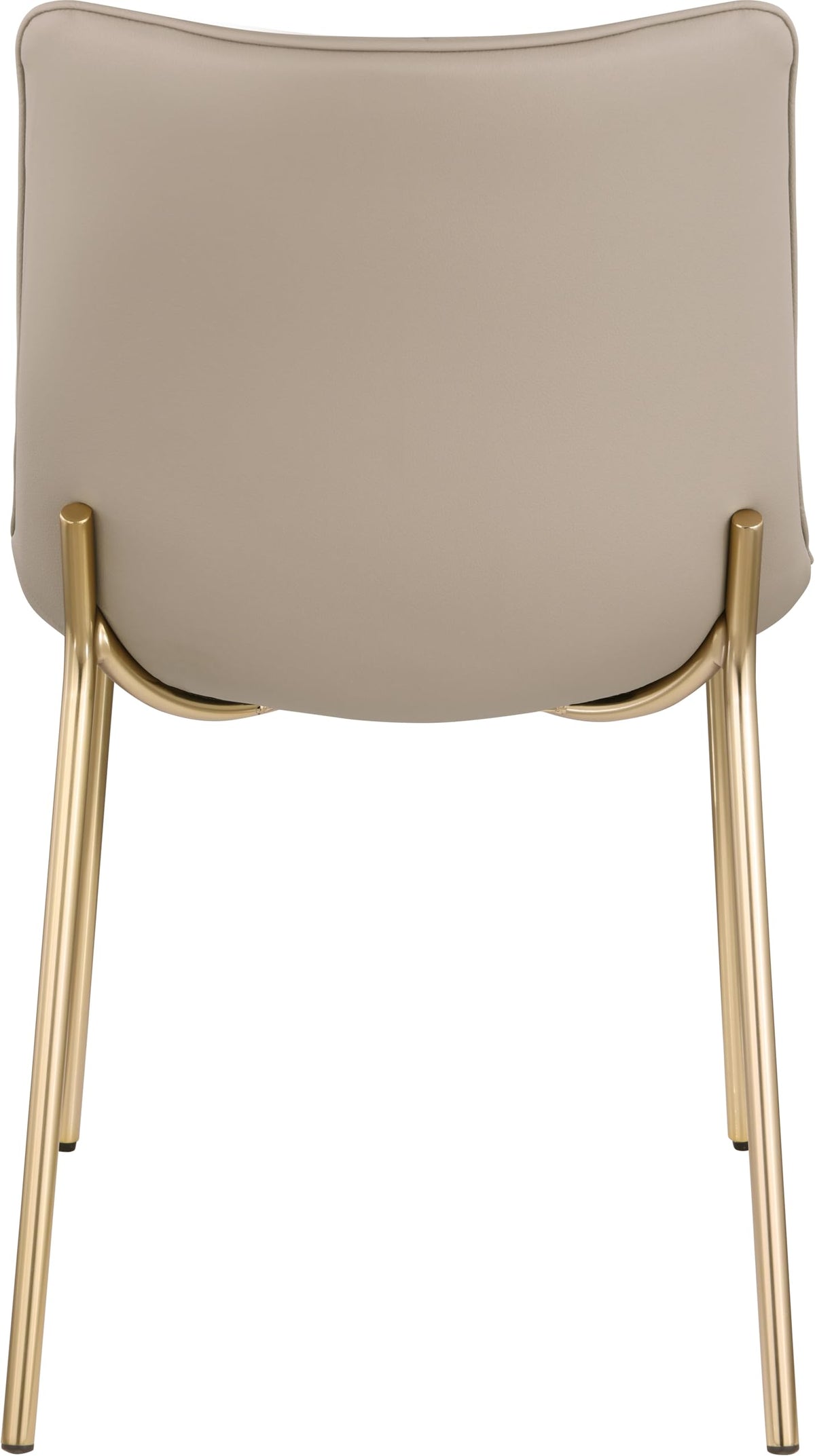 Meridian Furniture 529Taupe-C Isla Collection Modern | Contemporary Vegan Leather Upholstered Dining Chair, Brushed Gold Metal, Channel Tuft On Back, 18.5" W x 22.5" D x 33.5" H, Taupe, Set of 2