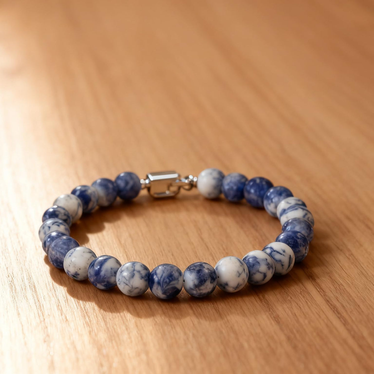 About 60pcs 6mm Natural Stone Beads White Blue Sodalite Beads Energy Crystal Power Gemstone for Jewelry Making, DIY Bracelet Necklace