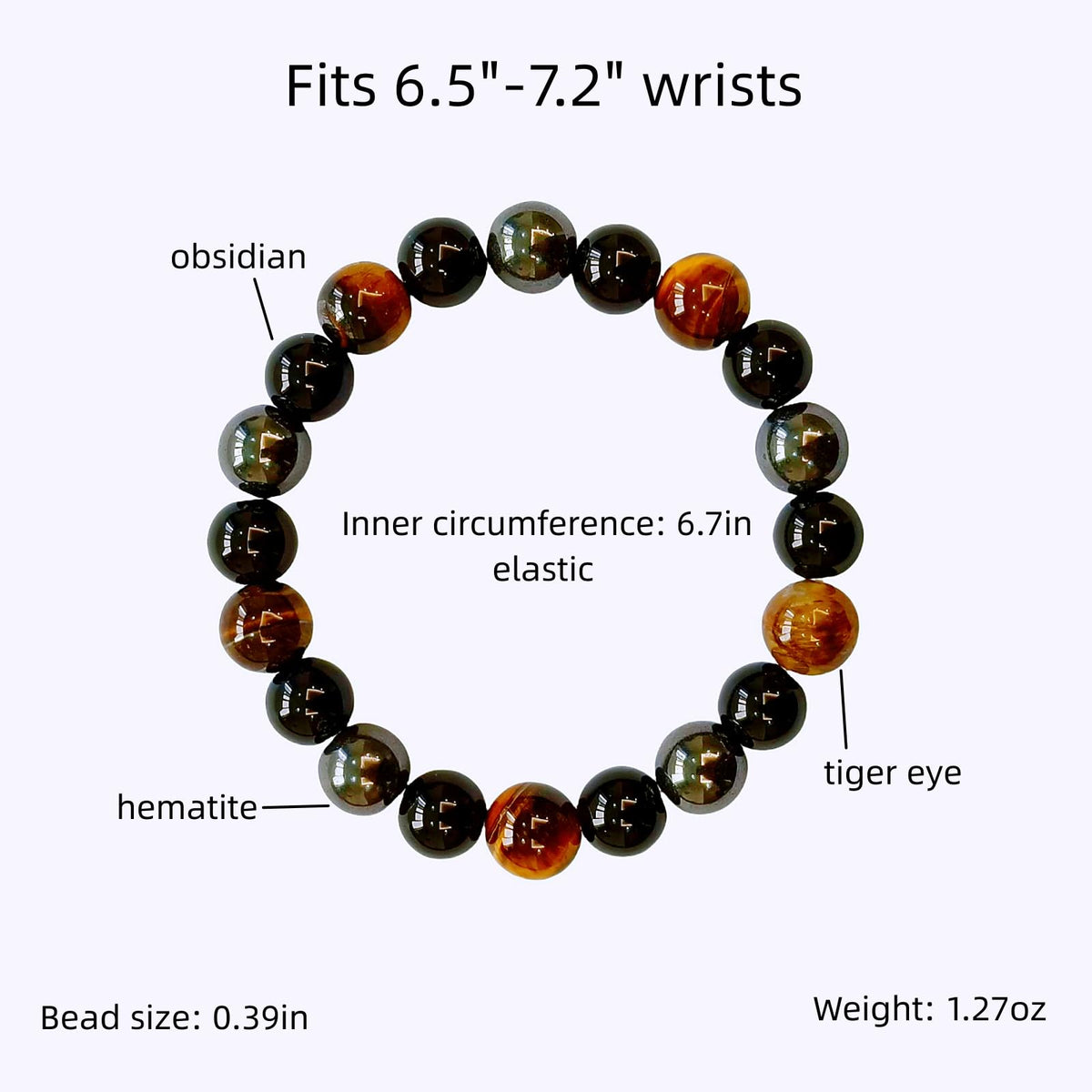 WEFRIN Evil Eye with Hematite Black Obsidian Tiger Eye Stone Triple Protection Bracelets for Men Women, Crystal Healing Stone Bracelet Bring Luck Prosperity and Happiness Jewelry (E-TPB)