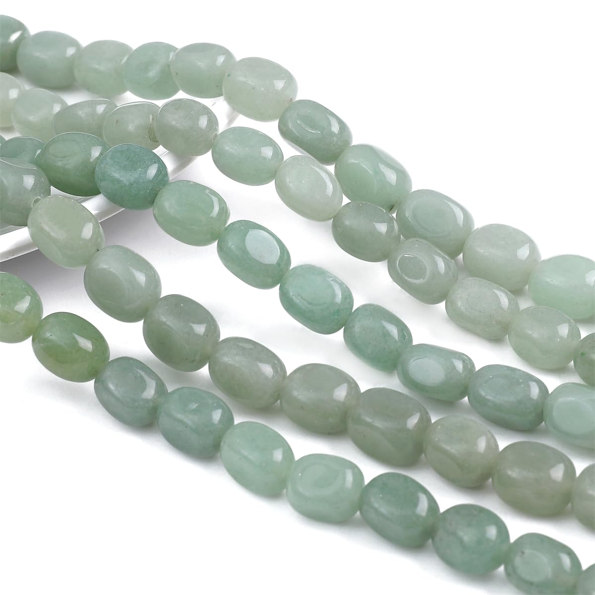 BEADIA Natural Light Green Aventurine Cuboid Stone Loose Semi Gemstone Beads for Jewelry Making 8mmx12mm 38cm/Strand