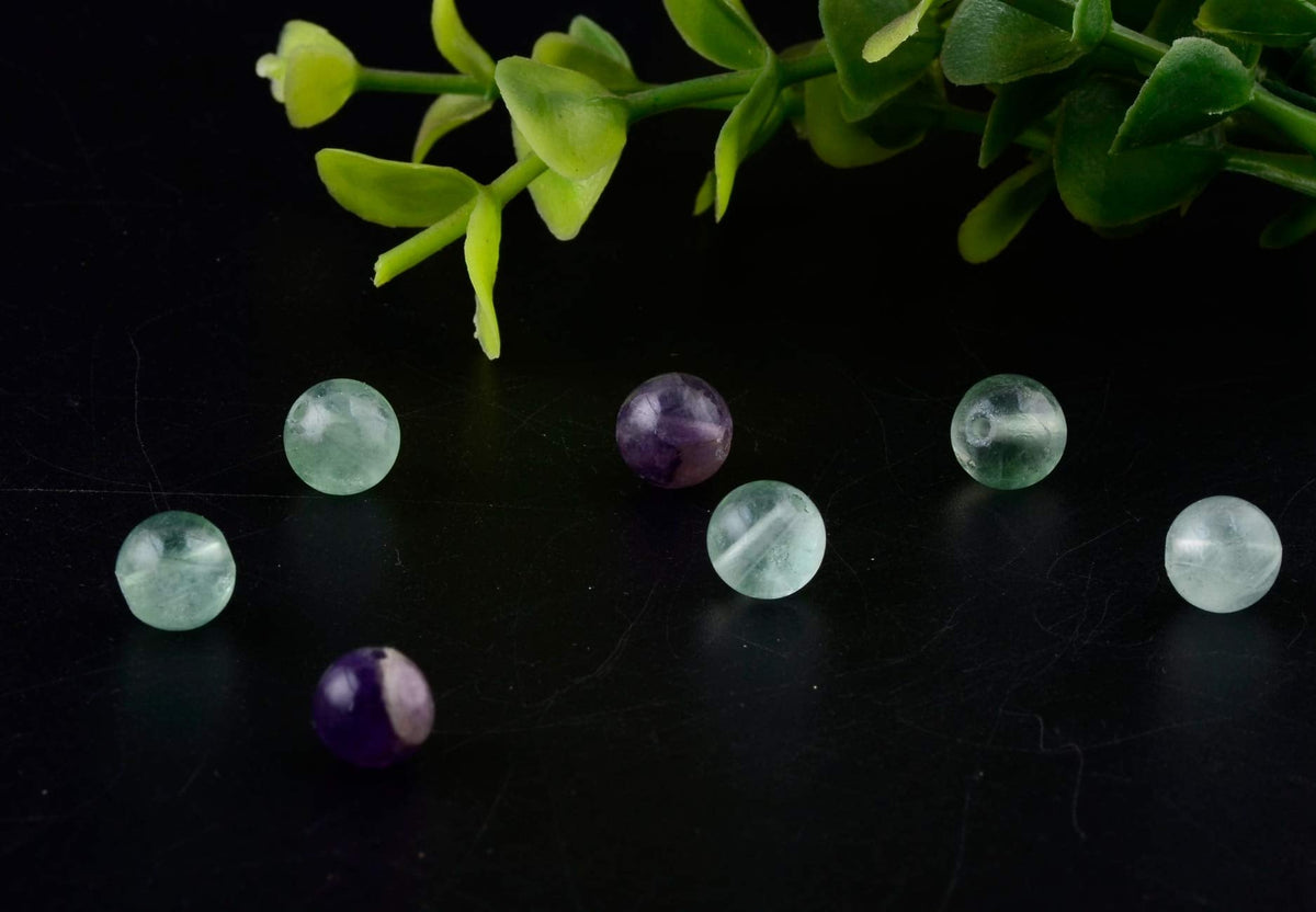 Natural Stone Beads 100pcs 8mm Fluorite Round Genuine Real Stone Beading Loose Gemstone Hole Size 1mm DIY Smooth Beads for Bracelet Necklace Earrings Jewelry Making (Fluorite Green, 8mm)