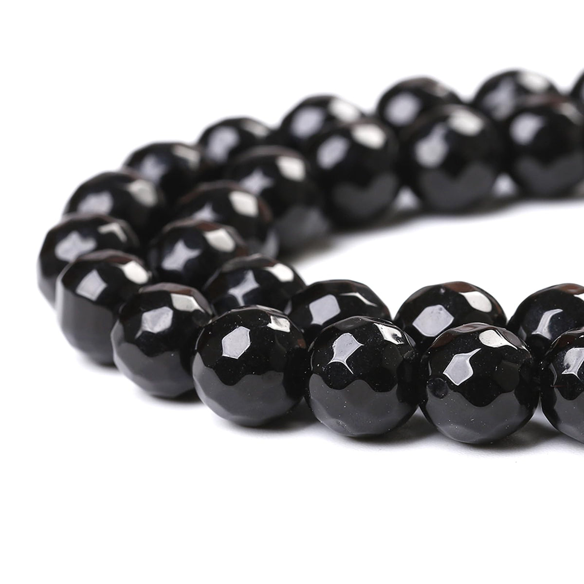 45pcs 8mm Natural Faceted Black Agate Stone Beads for Jewelry Making Energy Healing Beads DIY Bracelet Necklace Accessories 15" (8mm, Faceted Black Agate)