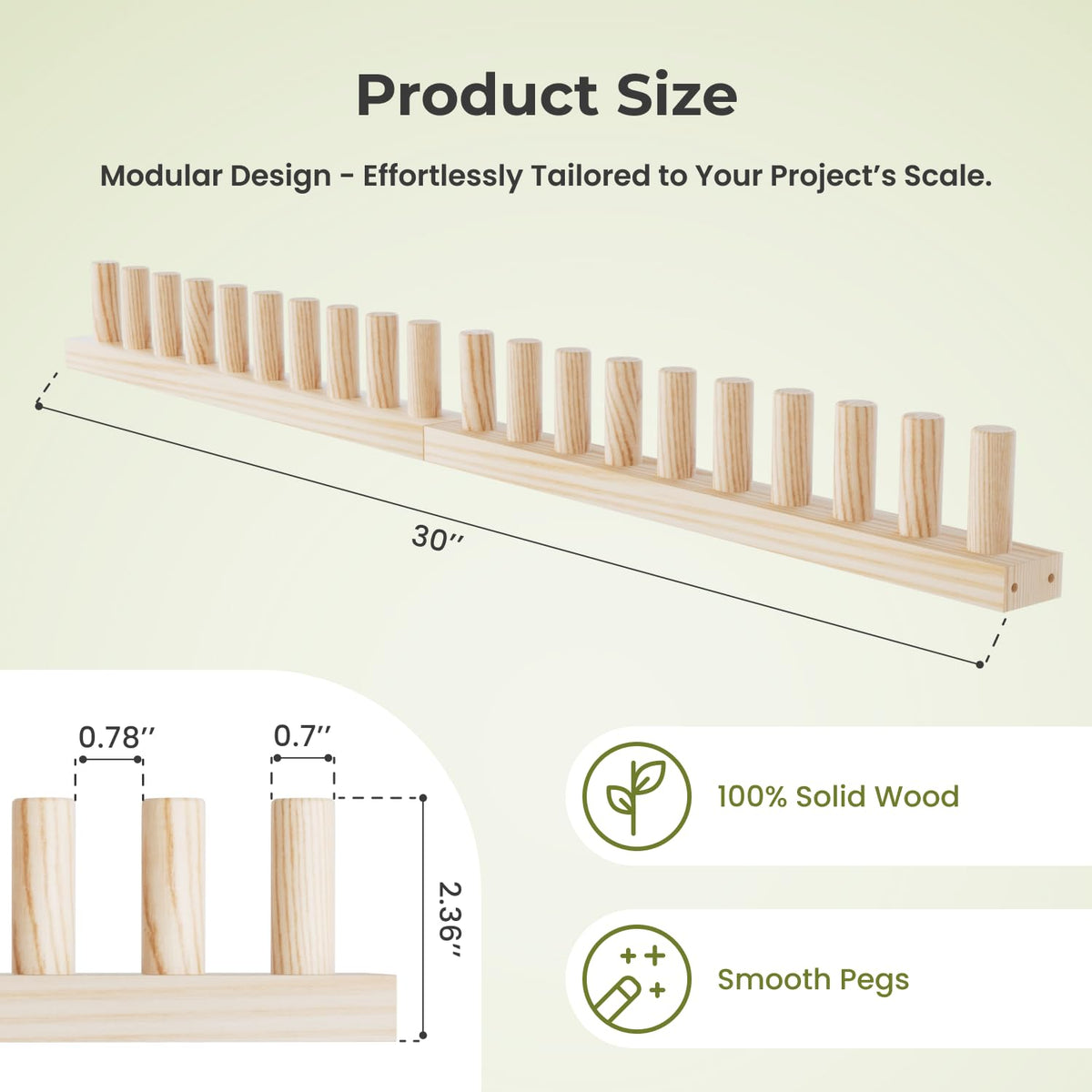 GIFMFTHK Lightweight Solid Wood Chunky Knitting Loom Kit - 30" Modular Frame, Natural Pine Craft Board Expandable to 60/90/120" by Connecting Multiple Kits for Blankets, Beginner DIY Weaving Tool