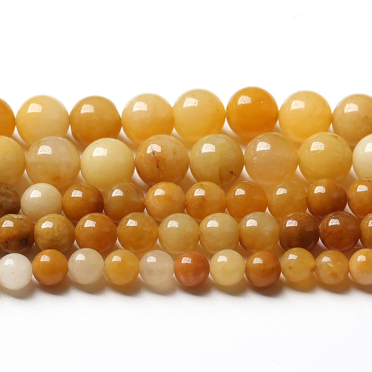 8mm 45pcs Natural Yellow Aventurine Jade Beads Round Loose Beads Energy Crystal Healing Power Gemstone for Jewelry Making DIY Bracelet 15 Inch