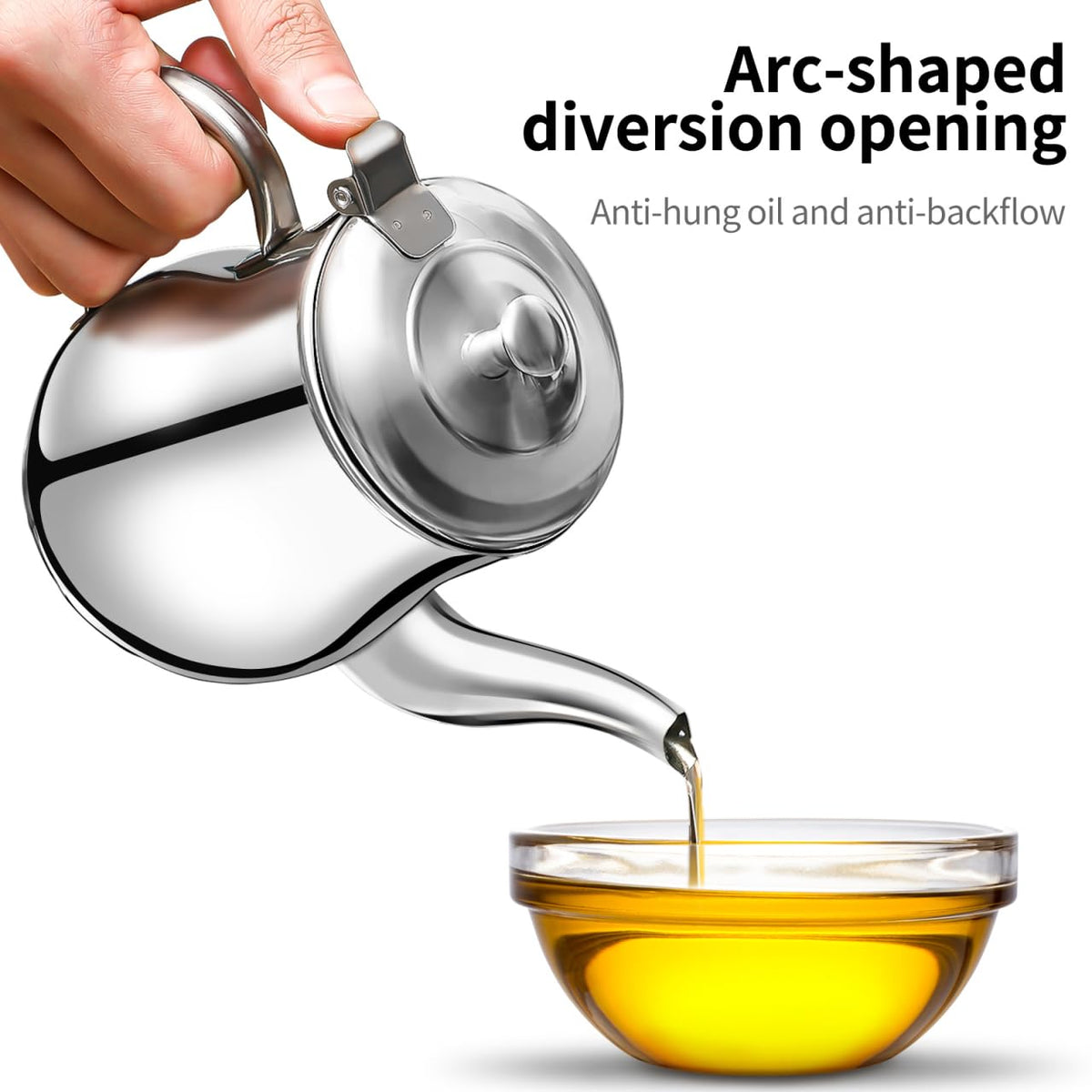 OUNONA Stainless Steel Oil Strainer Pot 2-in-1 Grease Separator and Dispenser with Removable Filter Screen and Cover for Kitchen Cooking 7.48X3.74X5.31 Inches