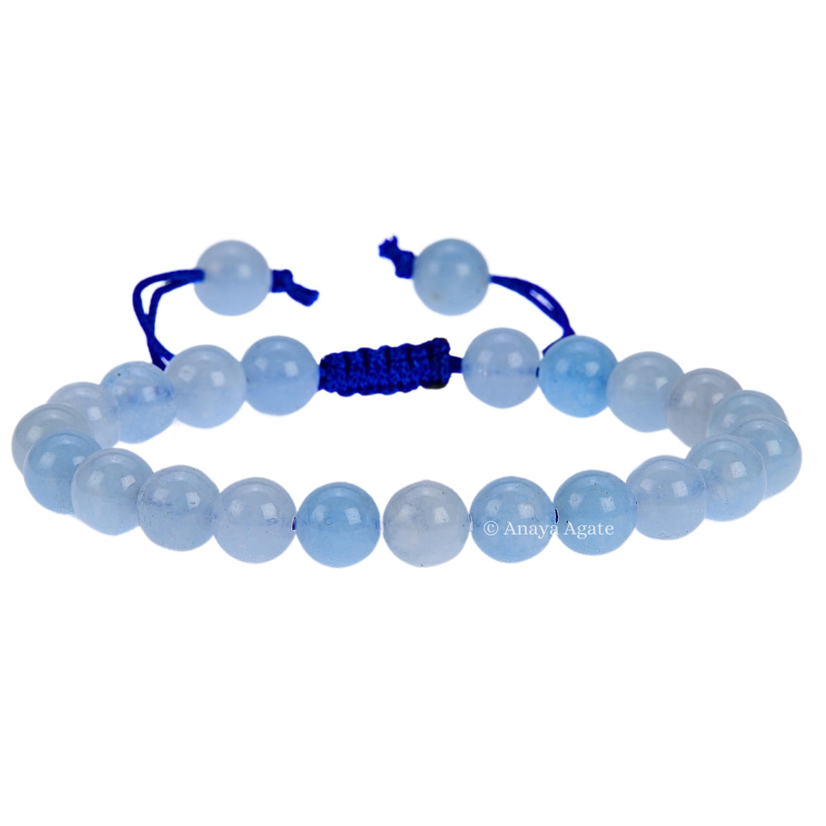 ANAYA AGATE Aquamarine Bracelet - Energy Protection Crystal Handmade Adjustable Bead Bracelet Perfect for Men, Women Christmas Gift - Gemstone Healing Stretch Bracelets Pulsera Para Hombre Mujer Stocking Stuffer