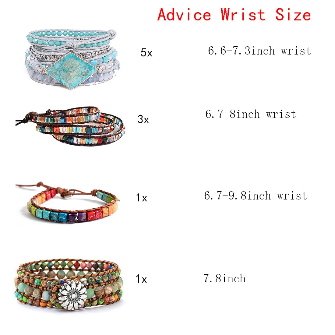 YGLINE Leather Handmade Chakra Stone Crystal Bead Wrap Bracelets Collection (Chakra 3)